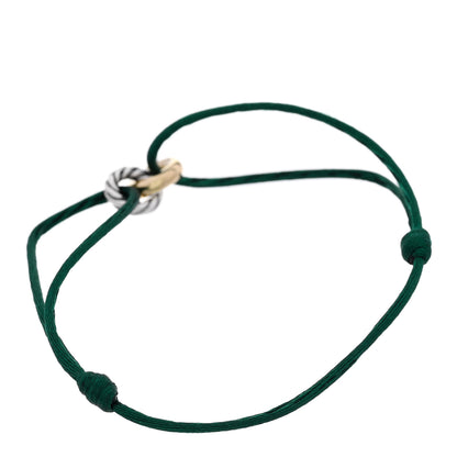 David Yurman Sterling Silver 14K Yellow Gold Sculpted Cable Linked Cord Bracelet Green 2 of 5