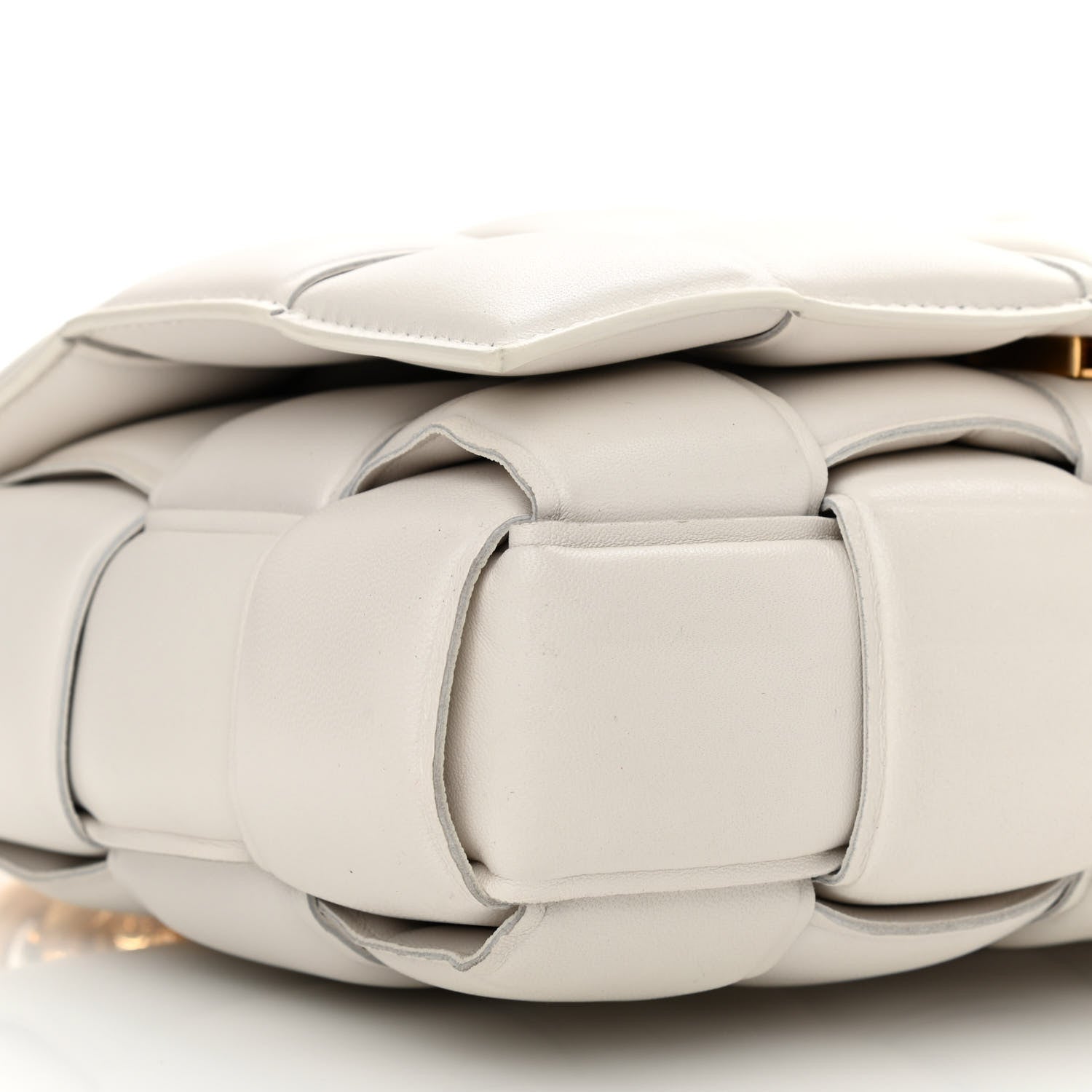 Bottega Veneta Lambskin Maxi Intreccio Padded Chain Cassette Crossbody Bag White 8 of 11