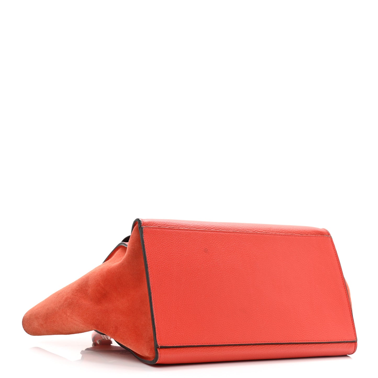 Drummed Calfskin Suede Medium Trapeze Coquelicot