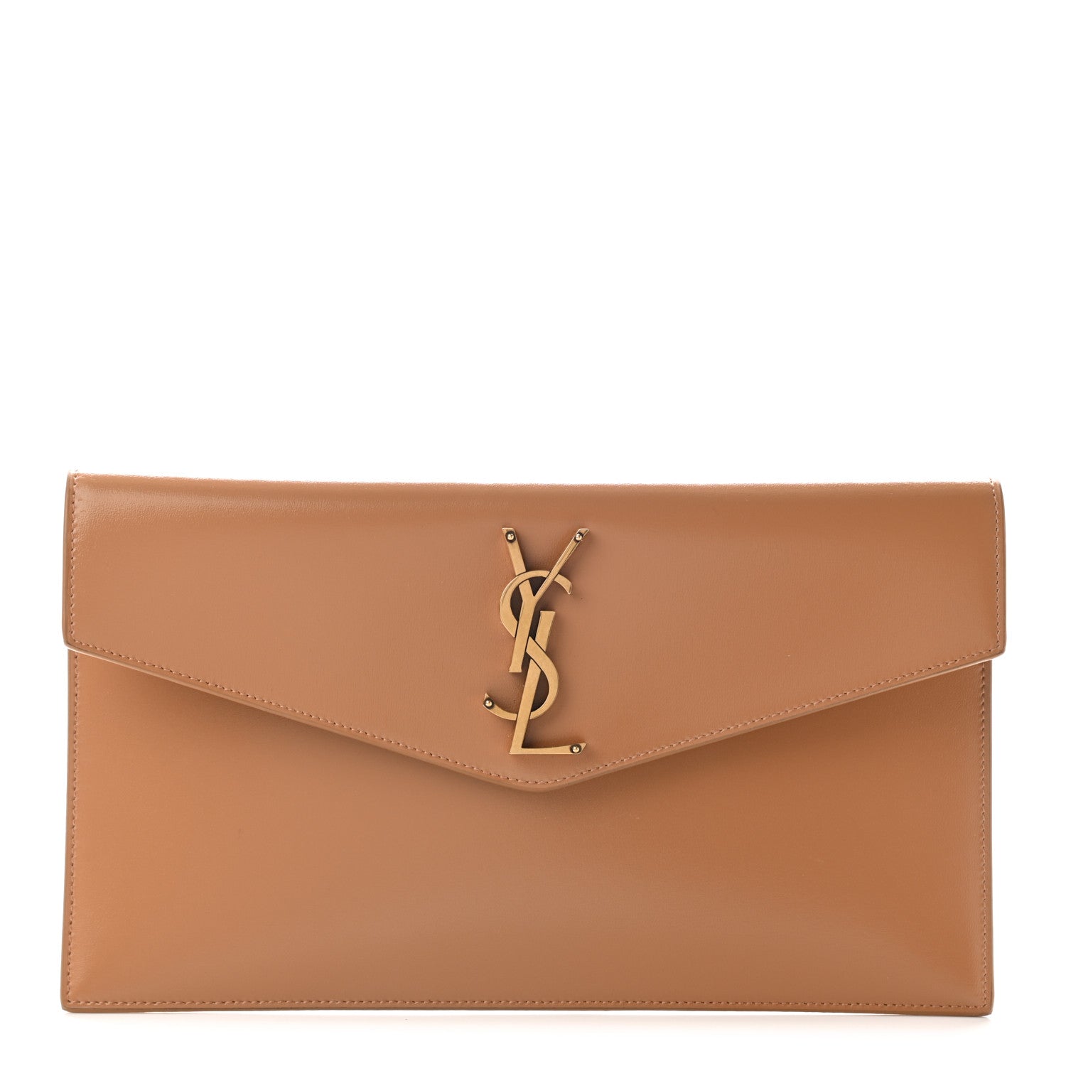 Saint Laurent Smooth Shiny Calfskin Medium Uptown Pouch Dune 1 of 12
