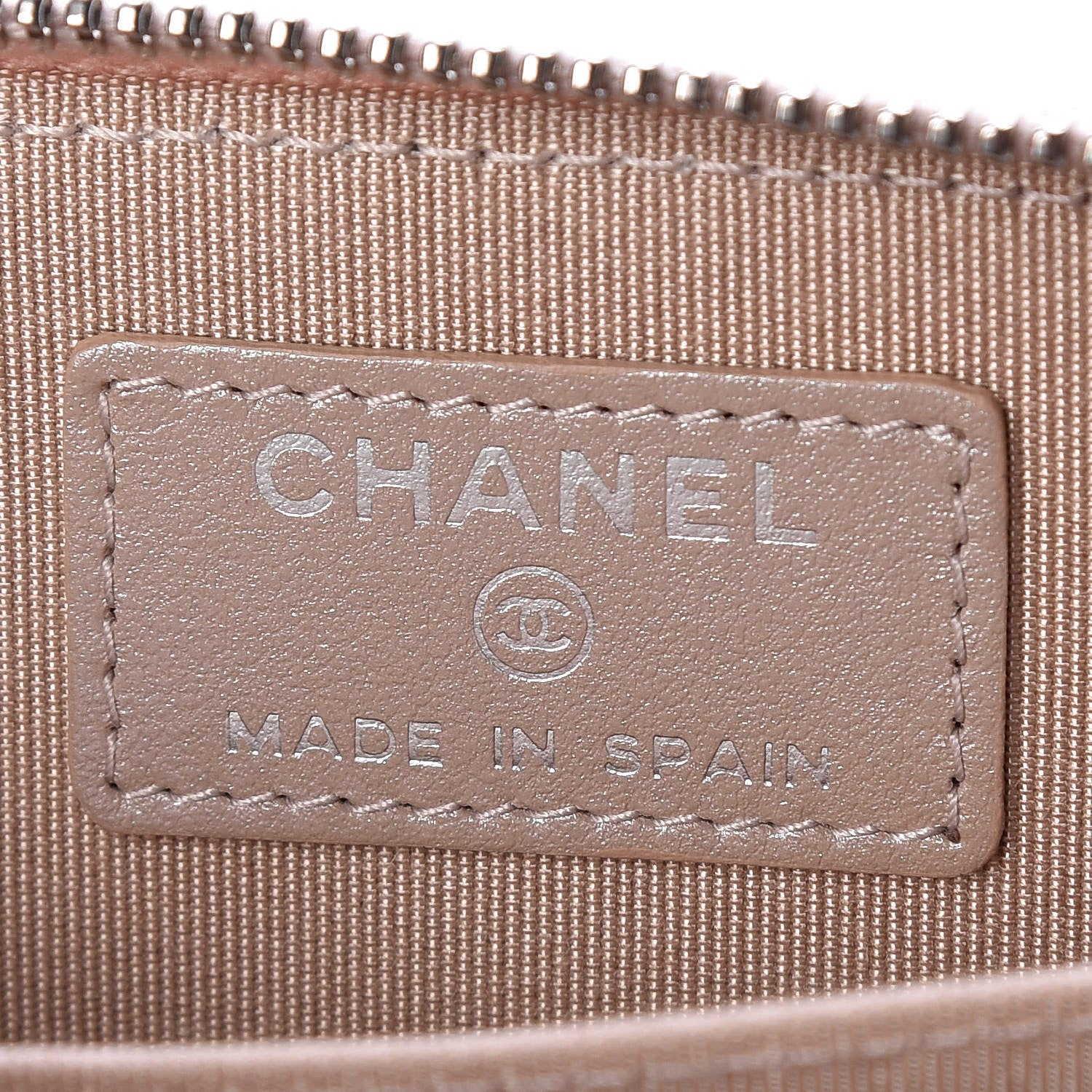 Chanel Metallic Caviar Chevron Quilted Zip Around Coin Purse Light Gold 6 of 7
