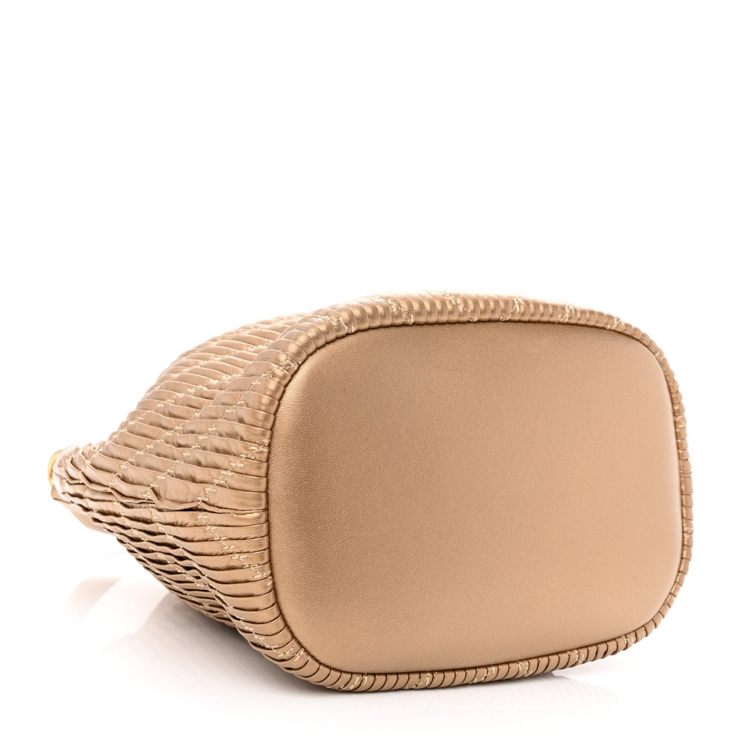 Metallic Lambskin Coco Pleats Drawstring Bag Gold