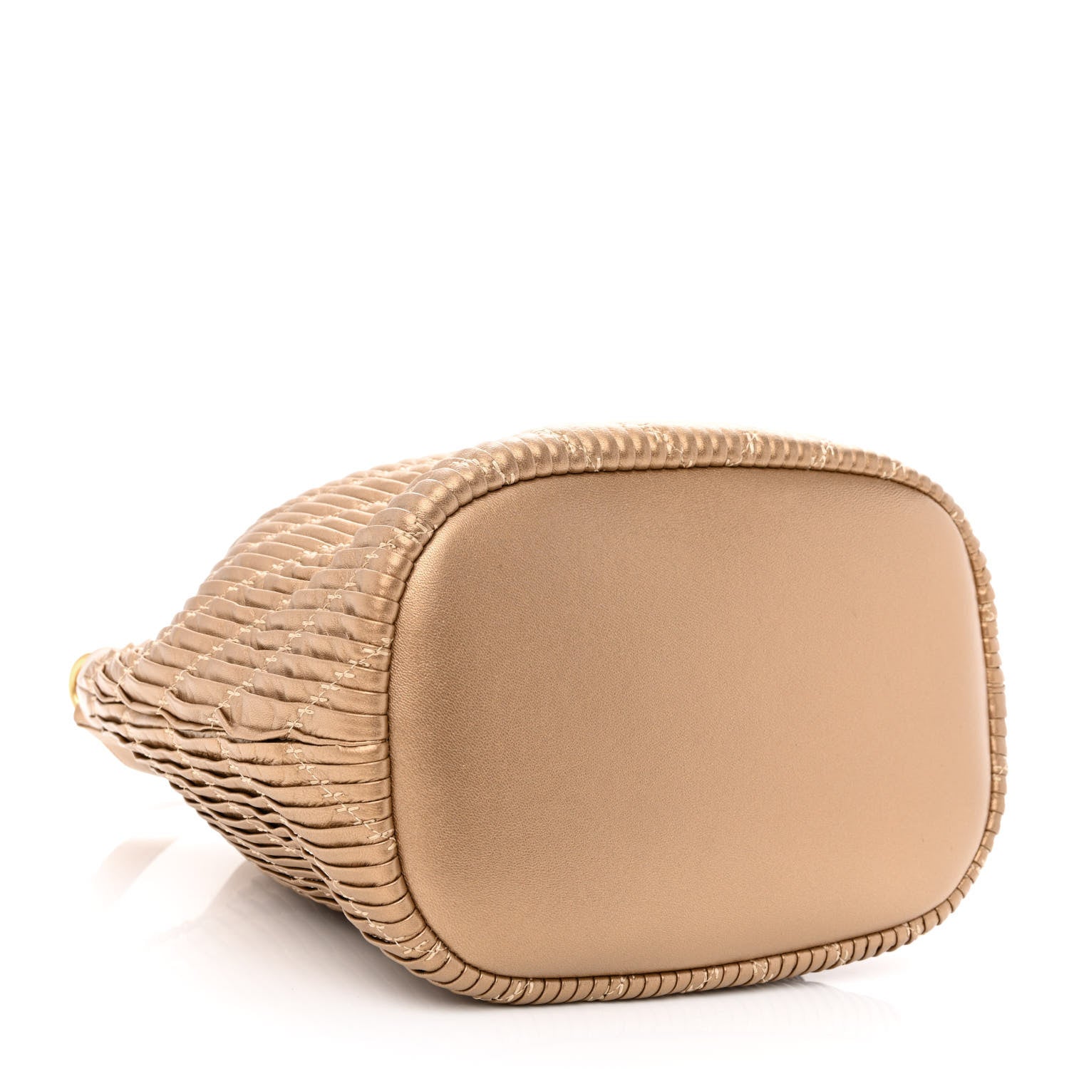 Chanel Metallic Lambskin Coco Pleats Drawstring Bag Gold 3 of 9