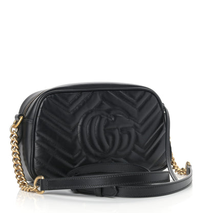 Gucci Calfskin Matelasse Small GG Marmont Chain Shoulder Bag Black 3 of 10