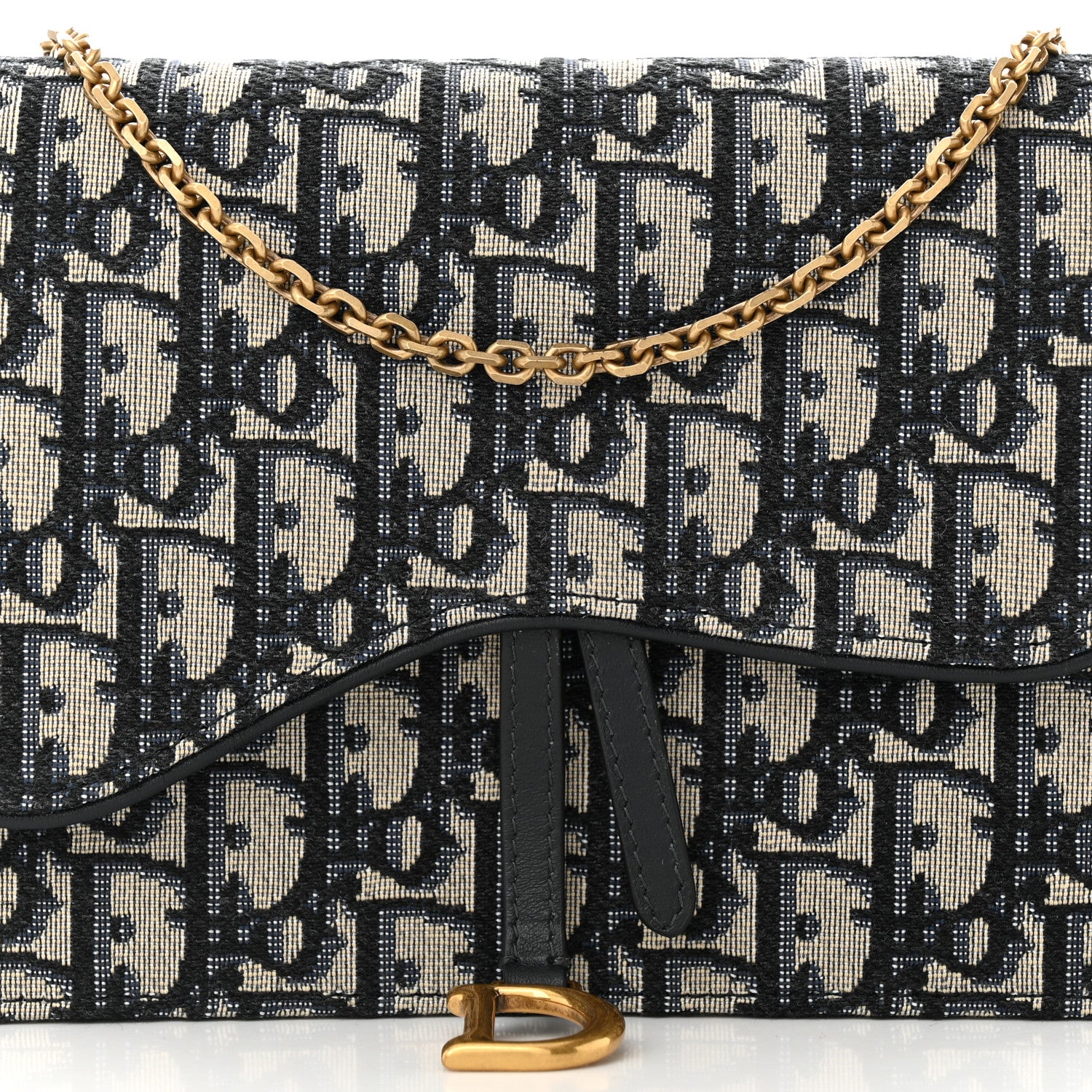 Christian Dior Oblique Saddle Chain Pouch Blue 7 of 10