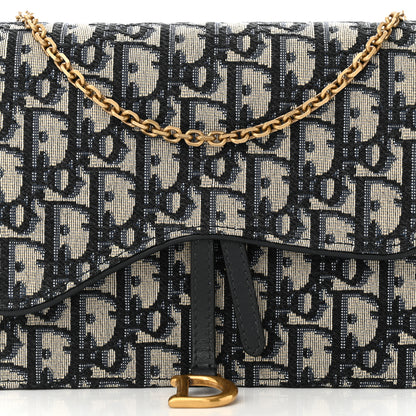 Christian Dior Oblique Saddle Chain Pouch Blue 7 of 10