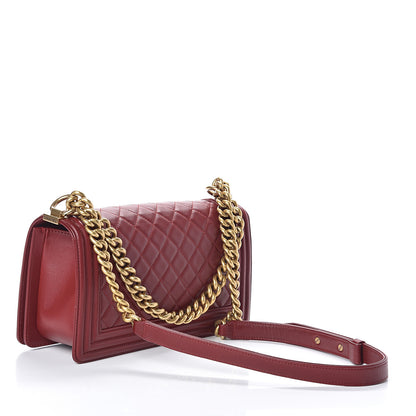 Chanel Lambskin Quilted Medium Boy Flap Dark Red 2 of 9