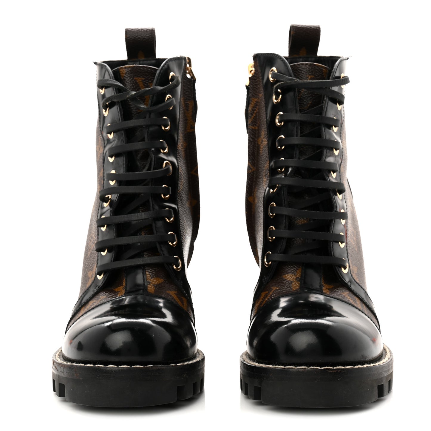 Patent Calfskin Monogram Star Trail Ankle Boots 37.5 Black