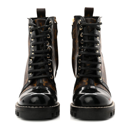 Louis Vuitton Patent Calfskin Monogram Star Trail Ankle Boots 37.5 Black 3 of 9