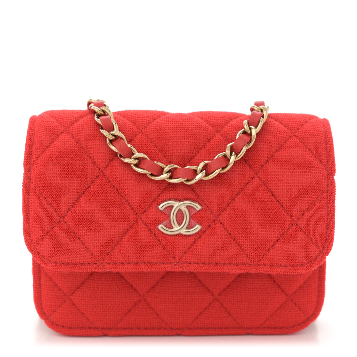 Chanel Jersey Quilted Micro Mini Flap Red 1 of 11