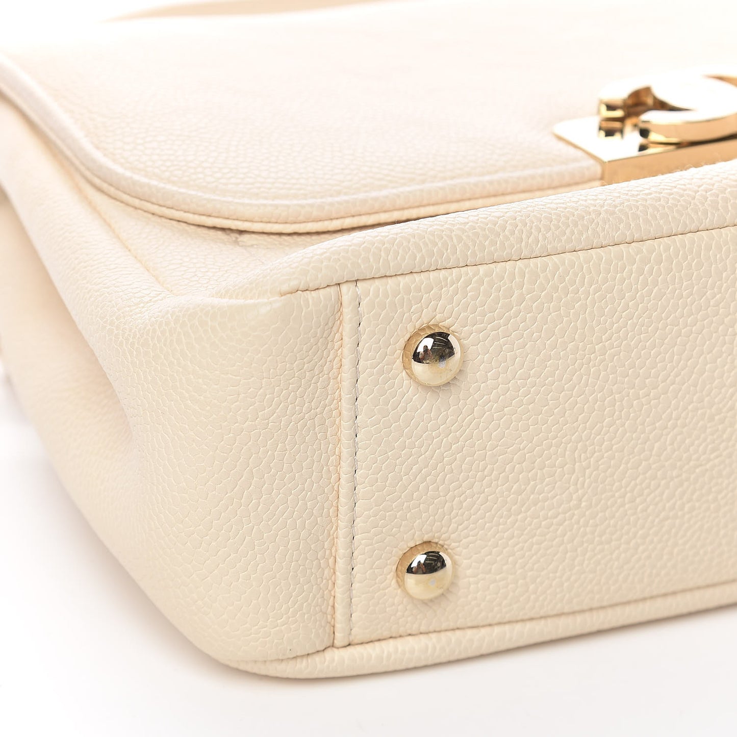 Caviar Quilted Small Flap Ivory