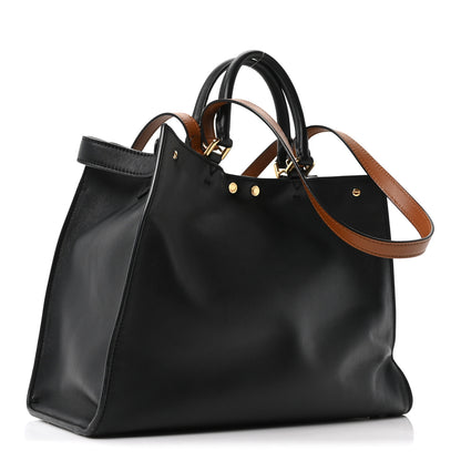 Fendi Vitello Seta Century Small Peekaboo X-Tote Black Brandy 3 of 10