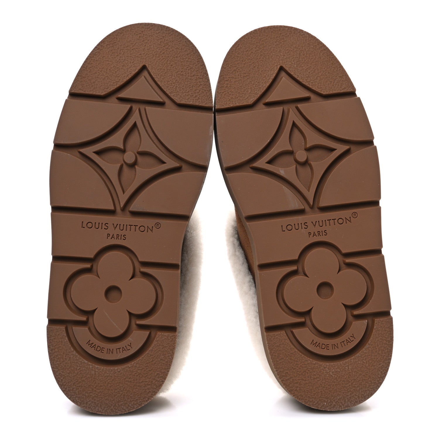 Louis Vuitton Suede Calfskin Shearling Monogram Debossed Cortina Closed Mule 38 Light Beige 7 of 10