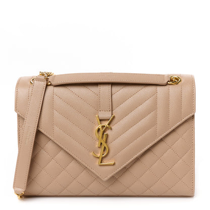 Saint Laurent Grain De Poudre Textured Mixed Matelasse Triquilt Medium Monogram Satchel New Nude 1 of 11