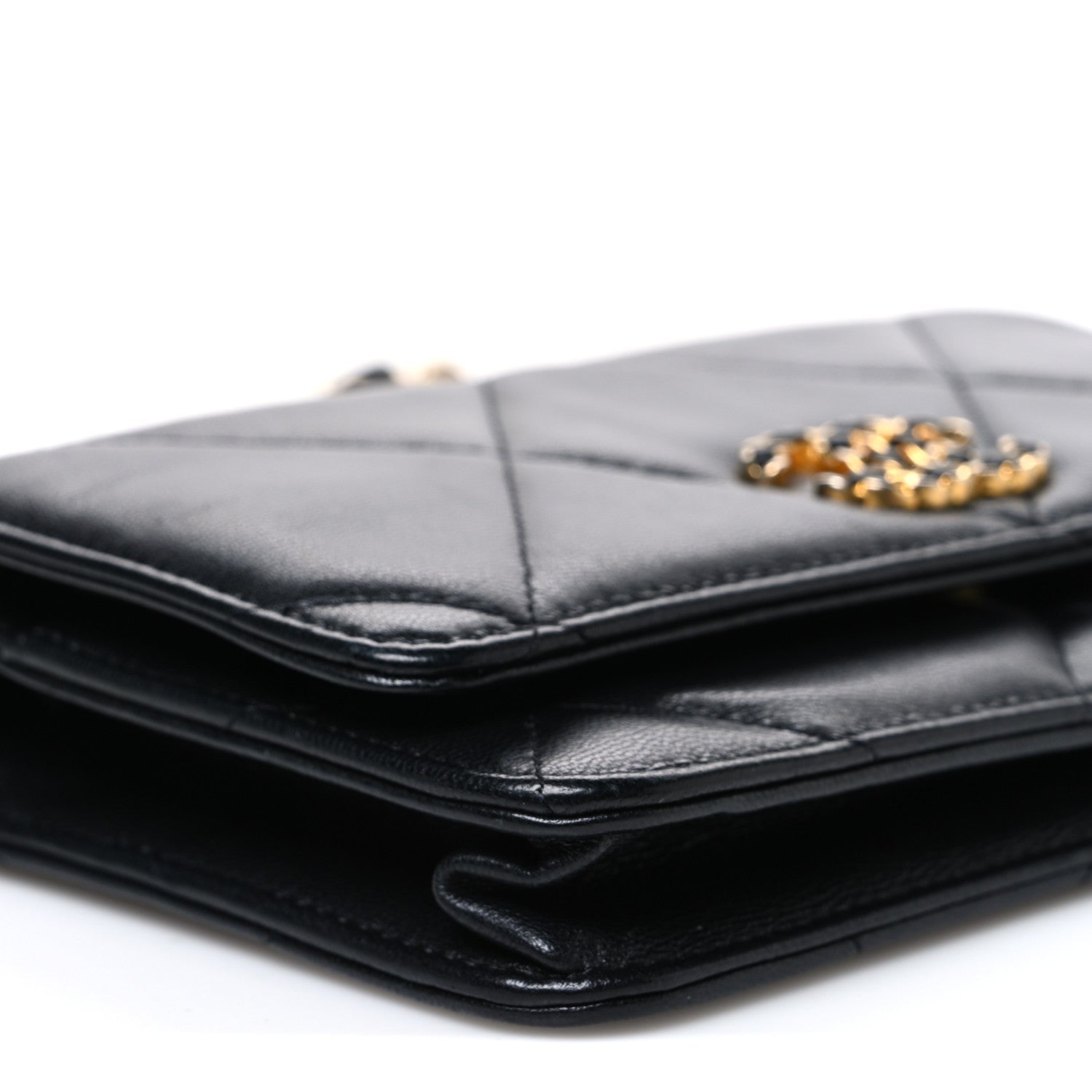 Chanel Goatskin Quilted Chanel 19 Wallet On Chain WOC Black 10 of 11
