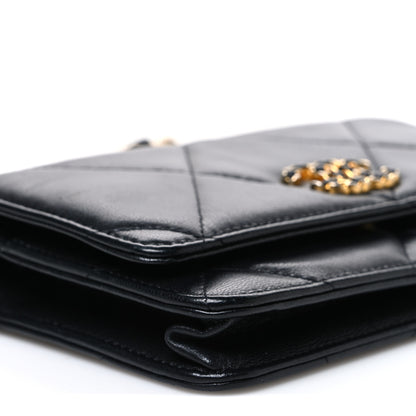 Chanel Goatskin Quilted Chanel 19 Wallet On Chain WOC Black 10 of 11