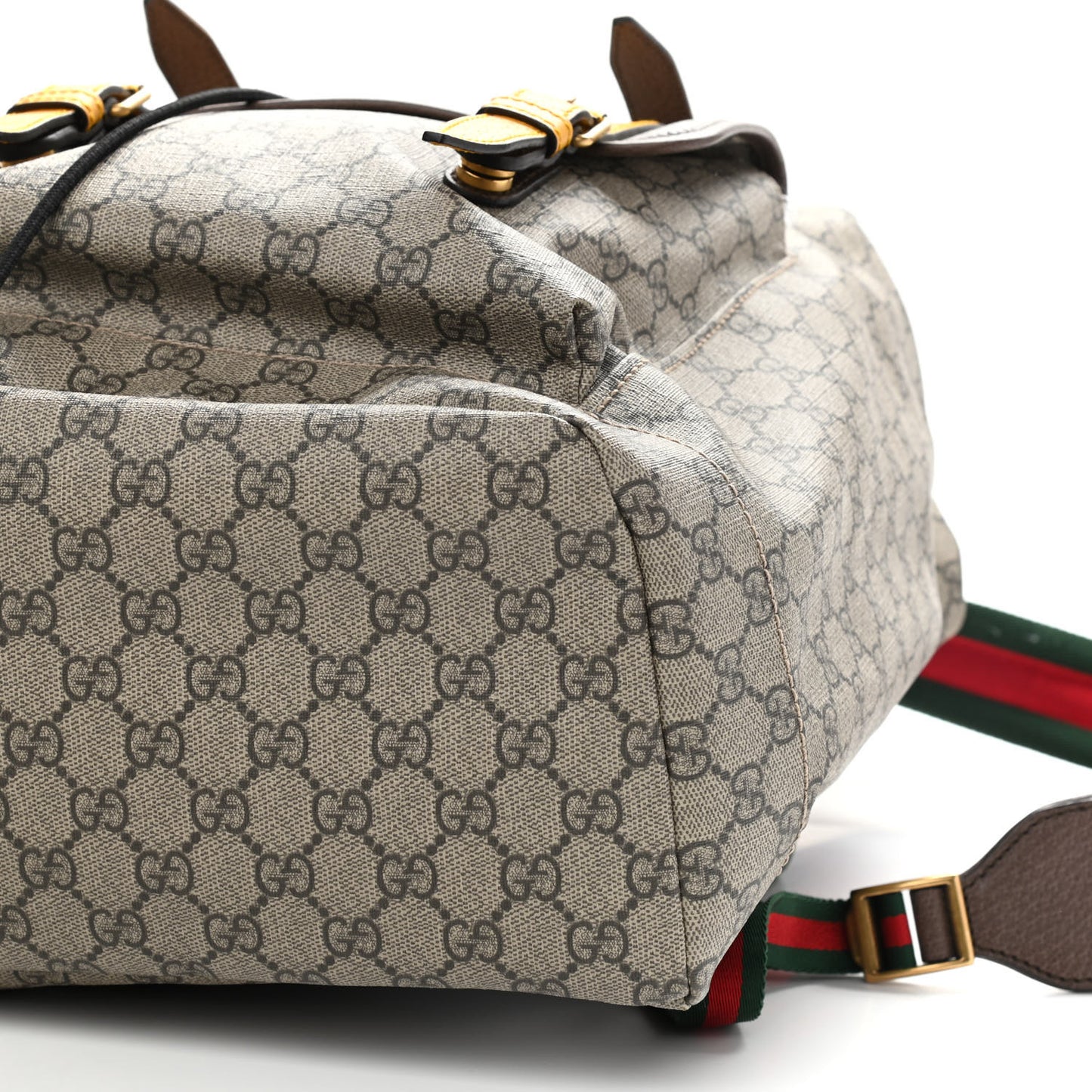 Soft GG Supreme Monogram Neo Vintage Double Buckle Backpack Beige New Acero Crop