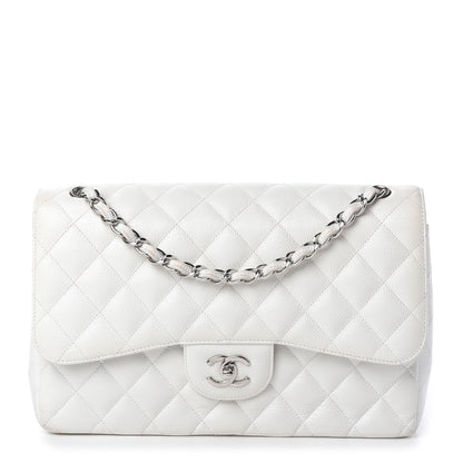 Chanel Caviar Quilted Jumbo Double Flap White 1 of 12