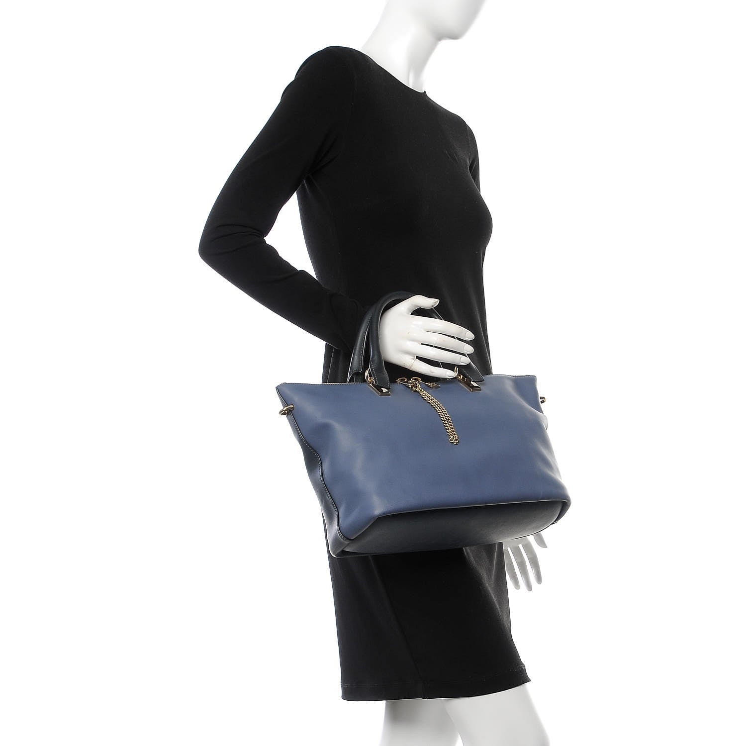 Chloe Smooth Calfskin Large Baylee Tote Street Blue 3 of 11