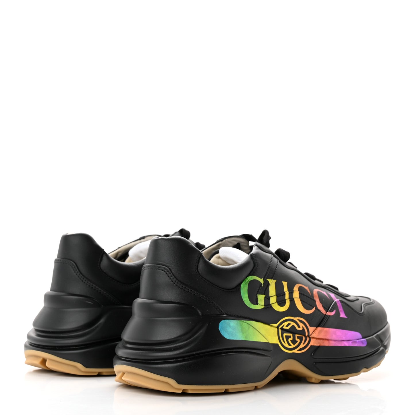 Calfskin Iridescent Logo Womens Rhyton Sneakers 40 Black