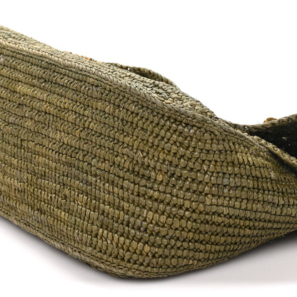 Loewe Raffia Calfskin Donut Chain Medium Ola Shoulder Bag Dark Khaki 9 of 9
