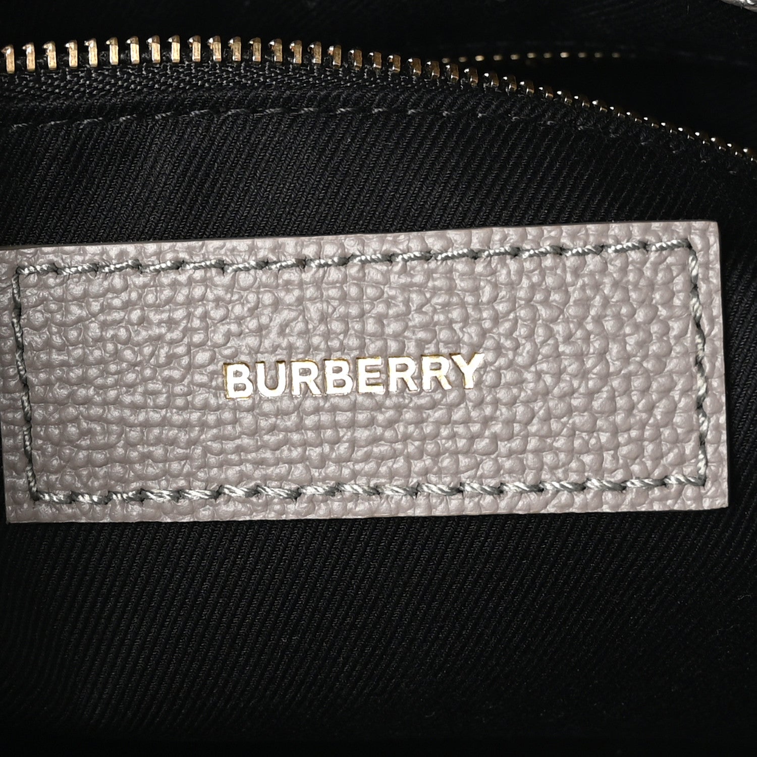 Burberry Grainy Calfskin House Check Medium Banner Tote Taupe Brown 6 of 8