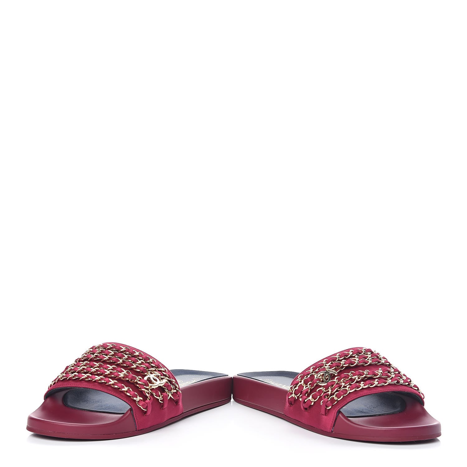 Chanel Satin Chain Flat Sandals 39 Dark Fuchsia 5 of 10