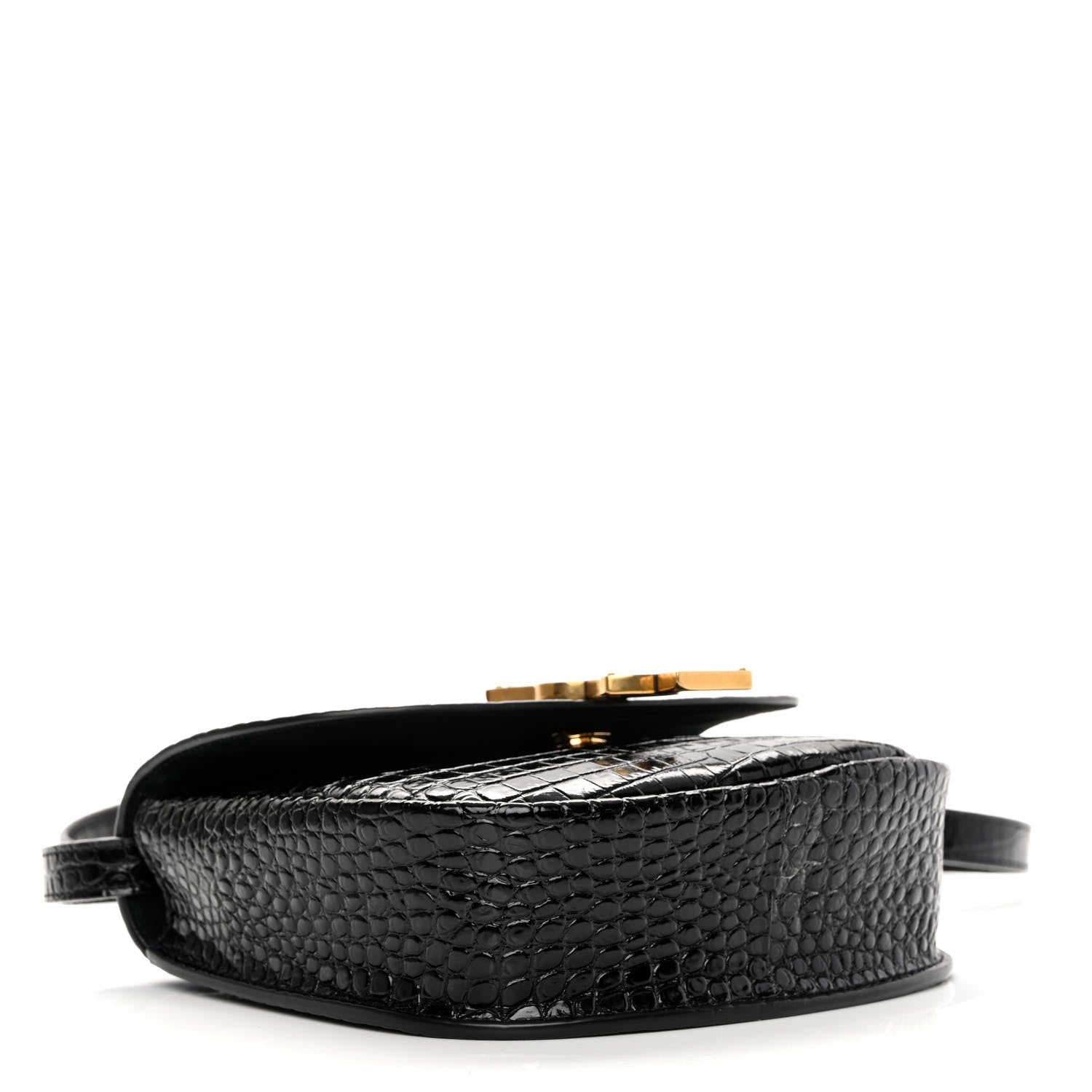 Saint Laurent Crocodile Embossed Calfskin Small Kaia Satchel Black 4 of 9