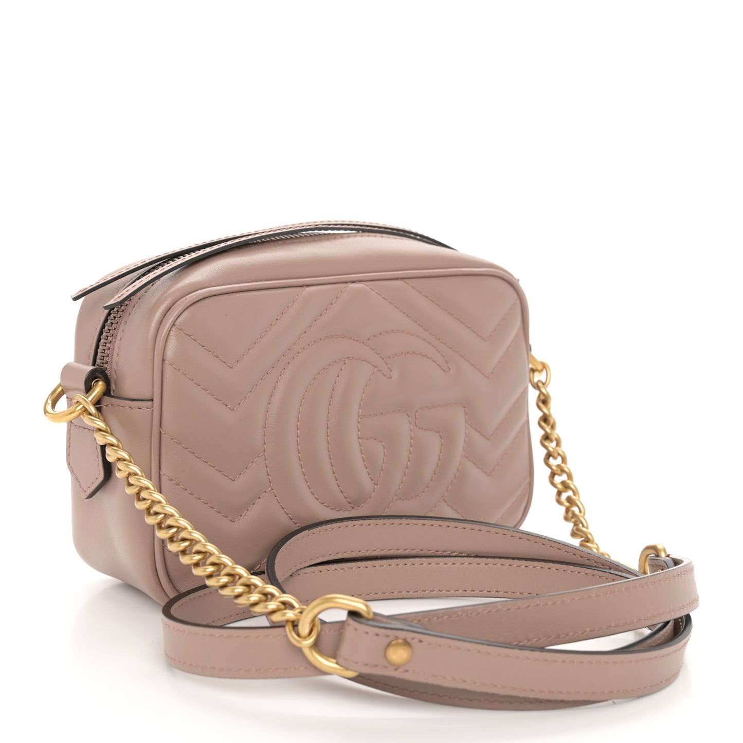 Calfskin Matelasse Mini GG Marmont Chain Shoulder Bag Porcelain Rose