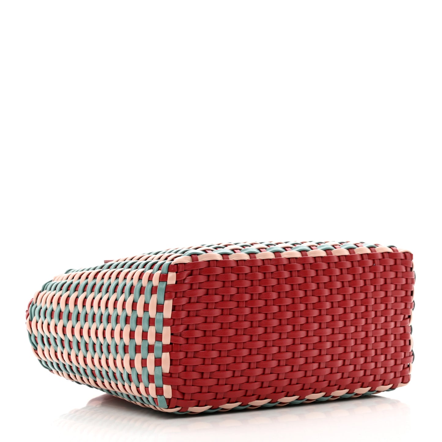 Nappa Matelasse Wicker Basket Bag Red Multicolor