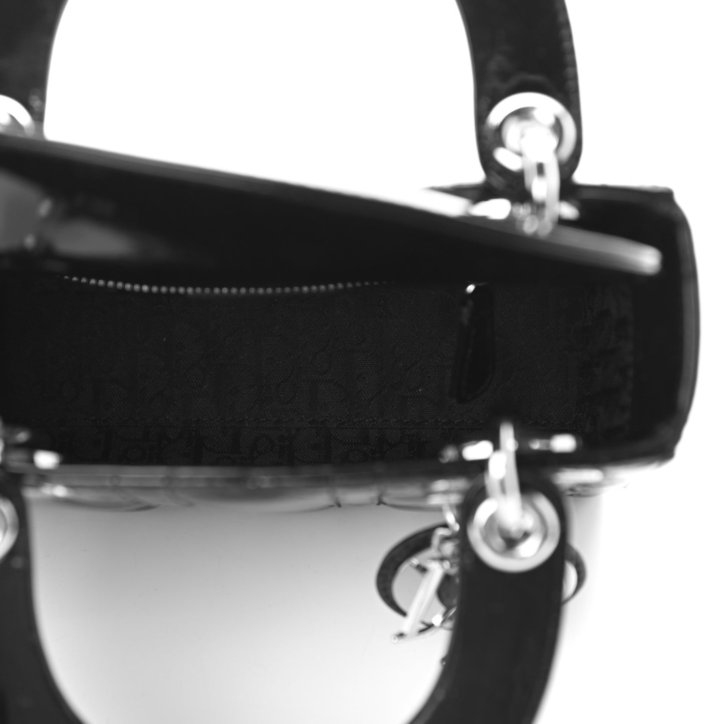 Patent Cannage Mini Lady Dior Black