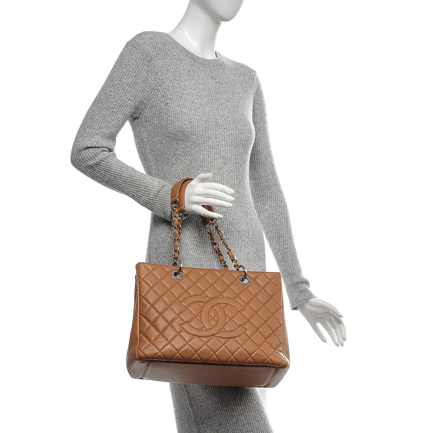 Chanel Caviar Grand Shopping Tote GST Dark Beige 2 of 8