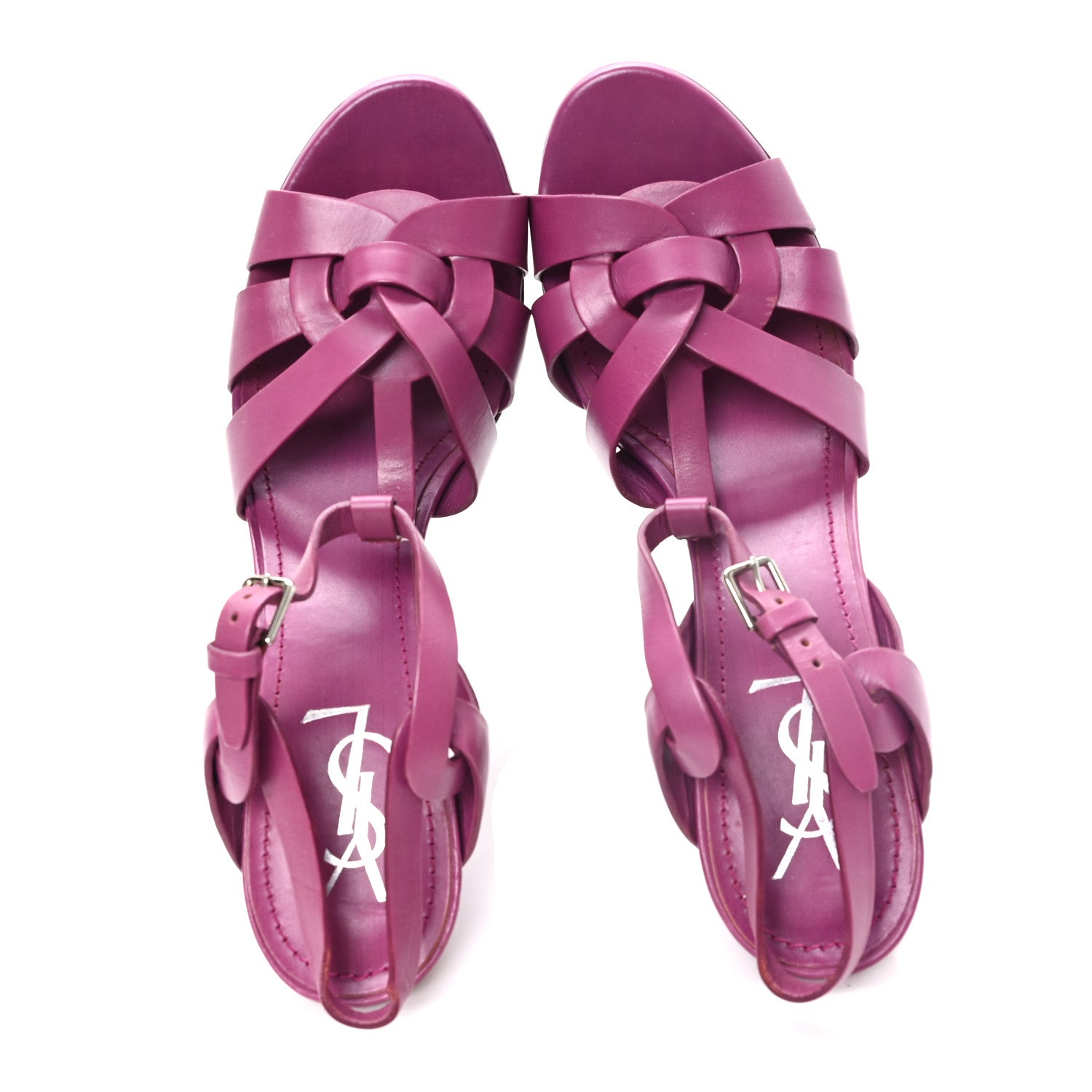 Saint Laurent Calfskin Tribute 105 Platform Sandals 41 Fuchsia 2 of 10