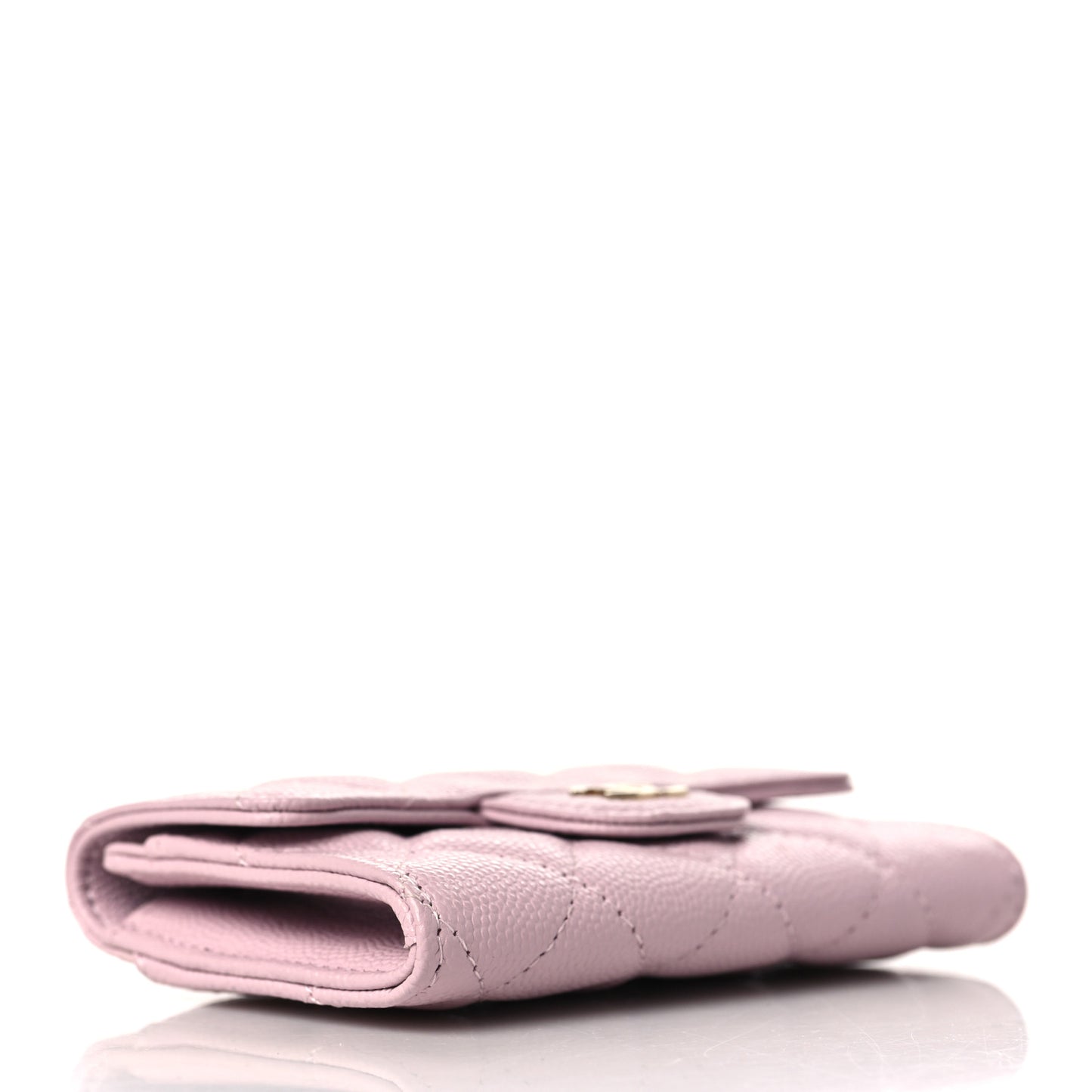 Caviar Quilted Flap Card Holder Wallet Light Pink