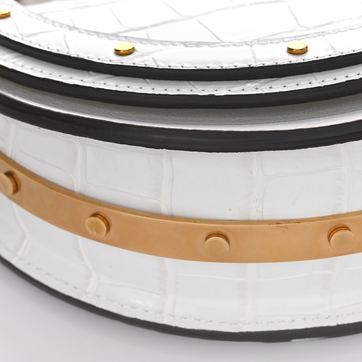 Chloe Calfskin Crocodile Embossed Small Nile Bracelet Minaudiere Bag White 7 of 10