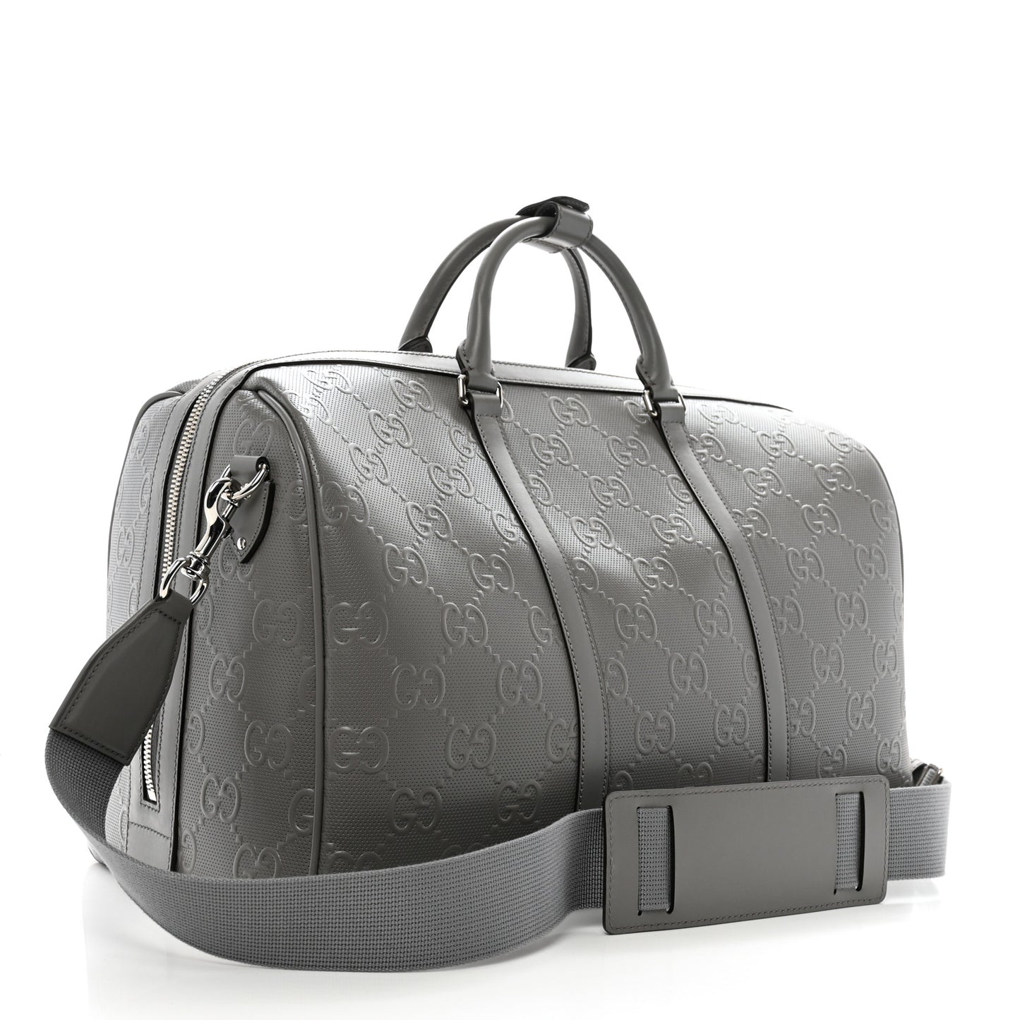 Calfskin GG Tennis Embossed Duffle Bag  Grey