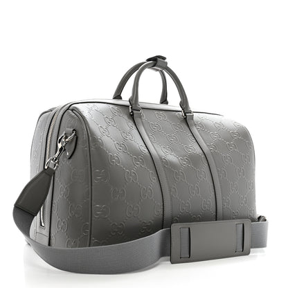 Gucci Calfskin GG Tennis Embossed Duffle Bag  Grey 2 of 10