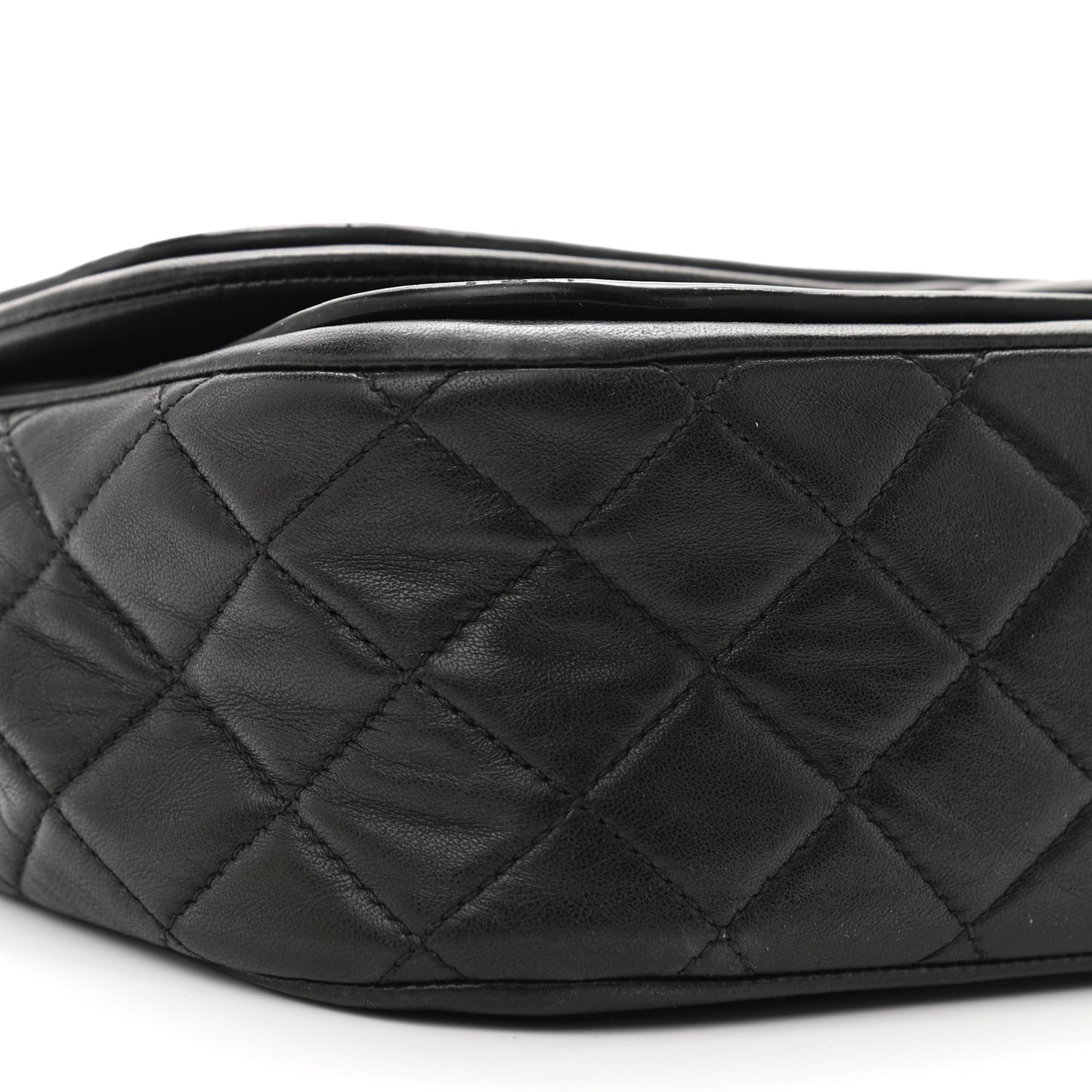 Patent Quilted Jumbo Classic Twist Flap Bag Black