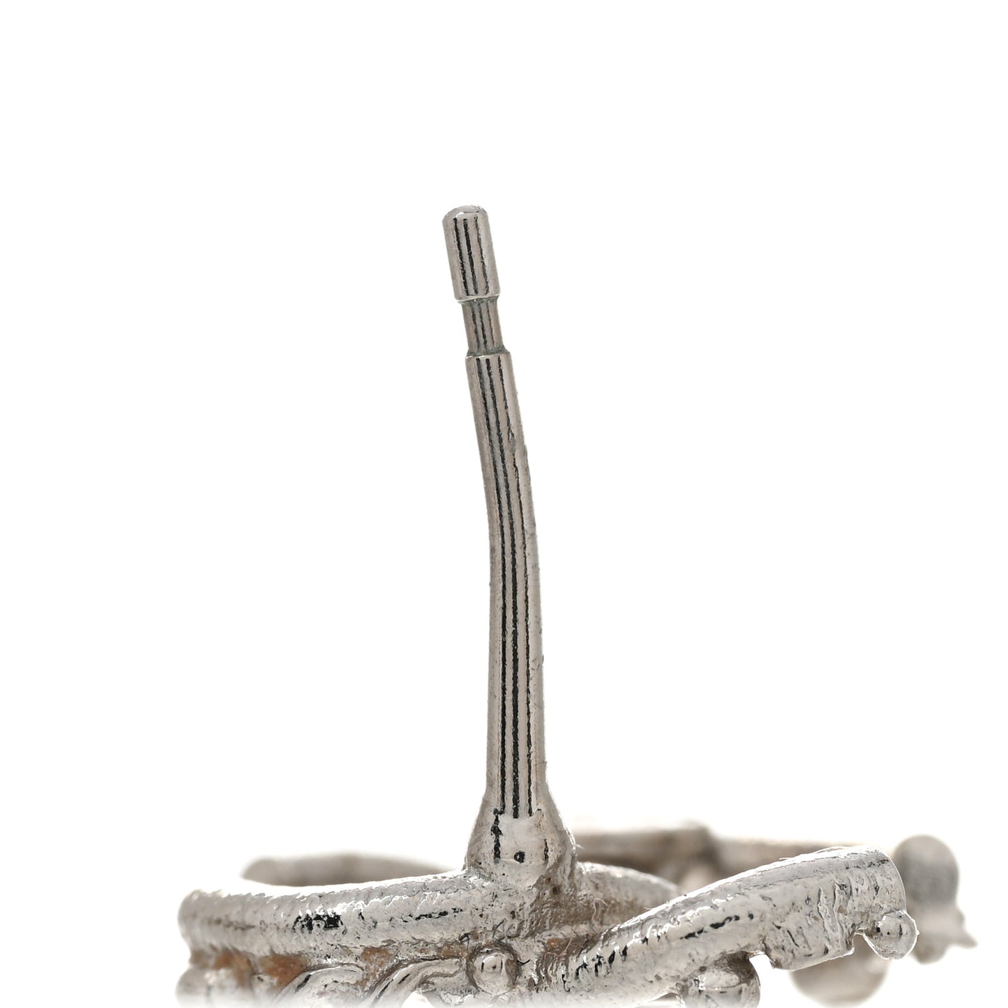 Metal Crystal CC Earrings Silver