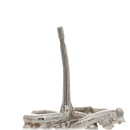 Chanel Metal Crystal CC Earrings Silver 4 of 6