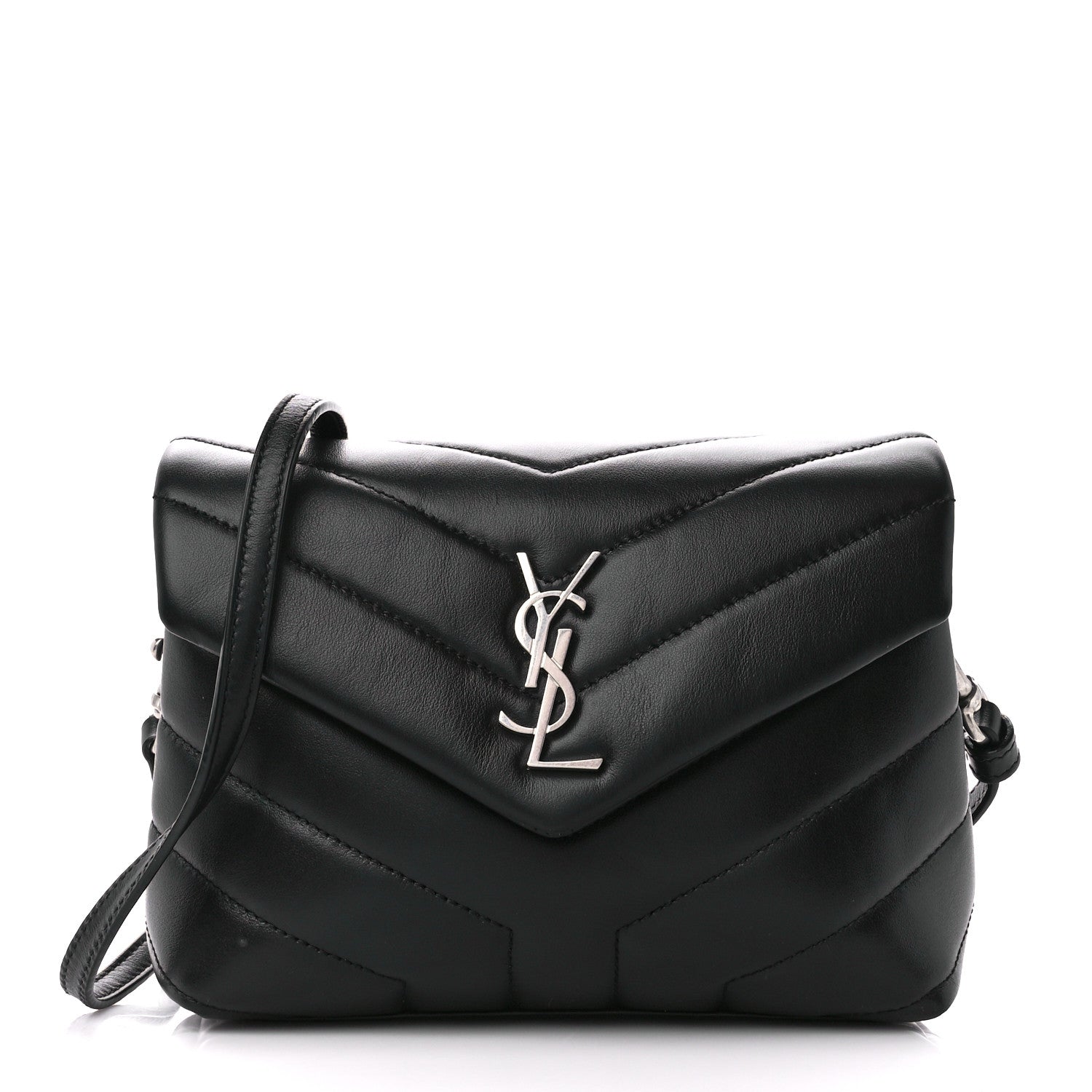 Saint Laurent Calfskin Y Quilted Monogram Toy Loulou Crossbody Bag Black 1 of 11