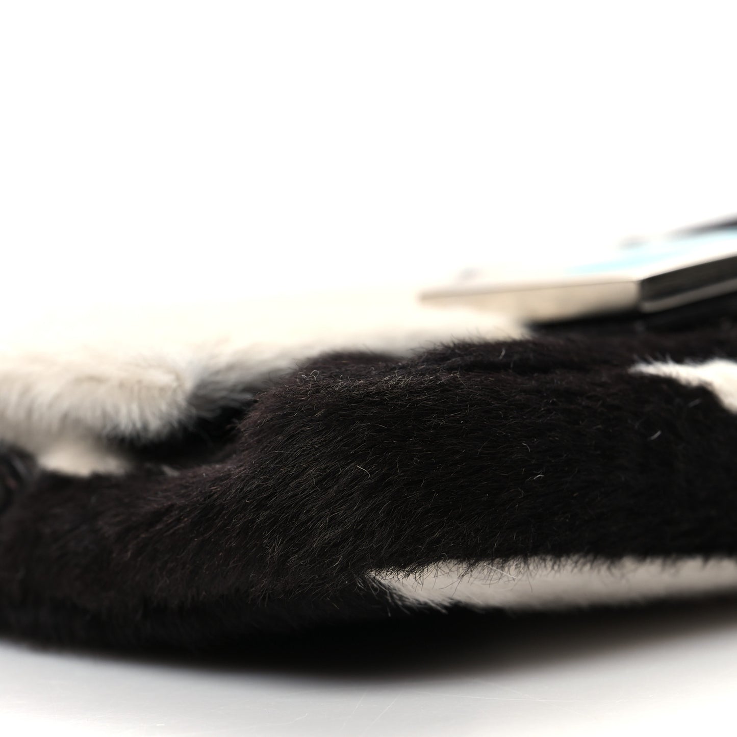 Calf Hair Cow Print Phone Baguette Black White