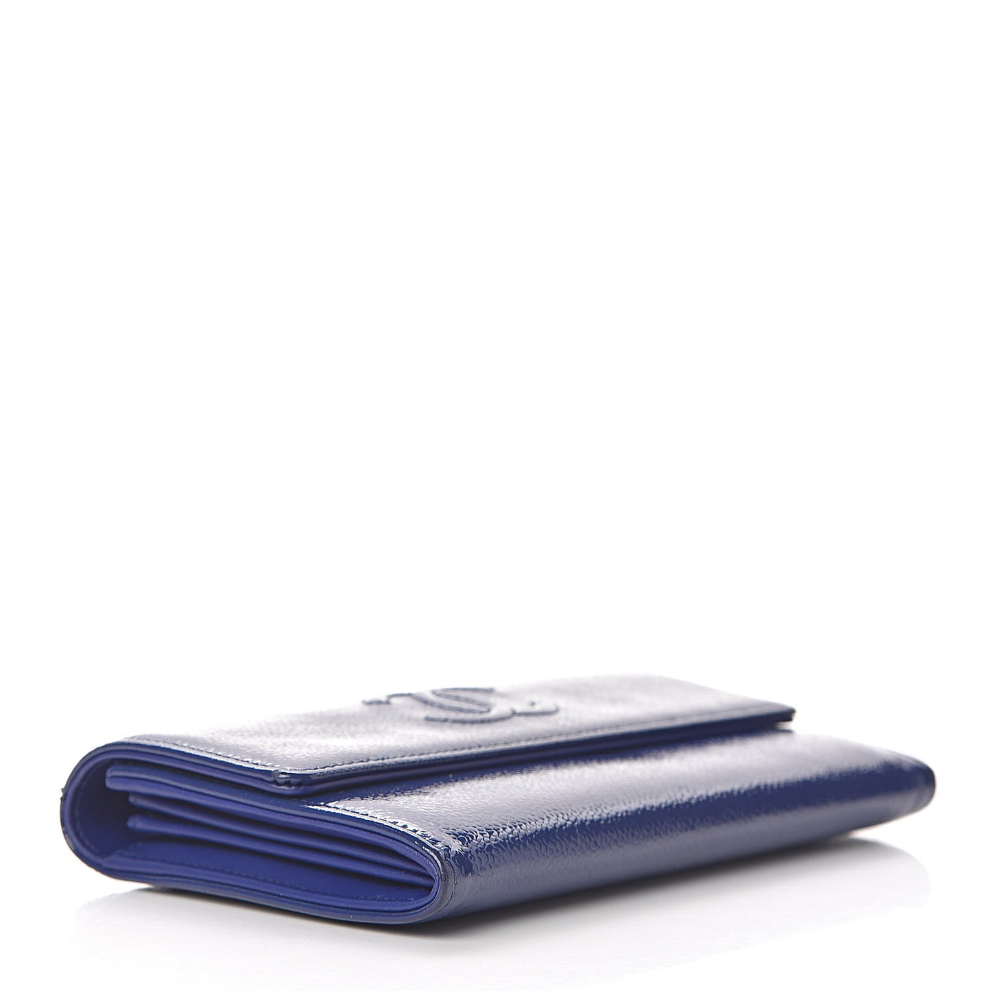 Patent Caviar Timeless CC Large Gusset Flap Wallet Blue