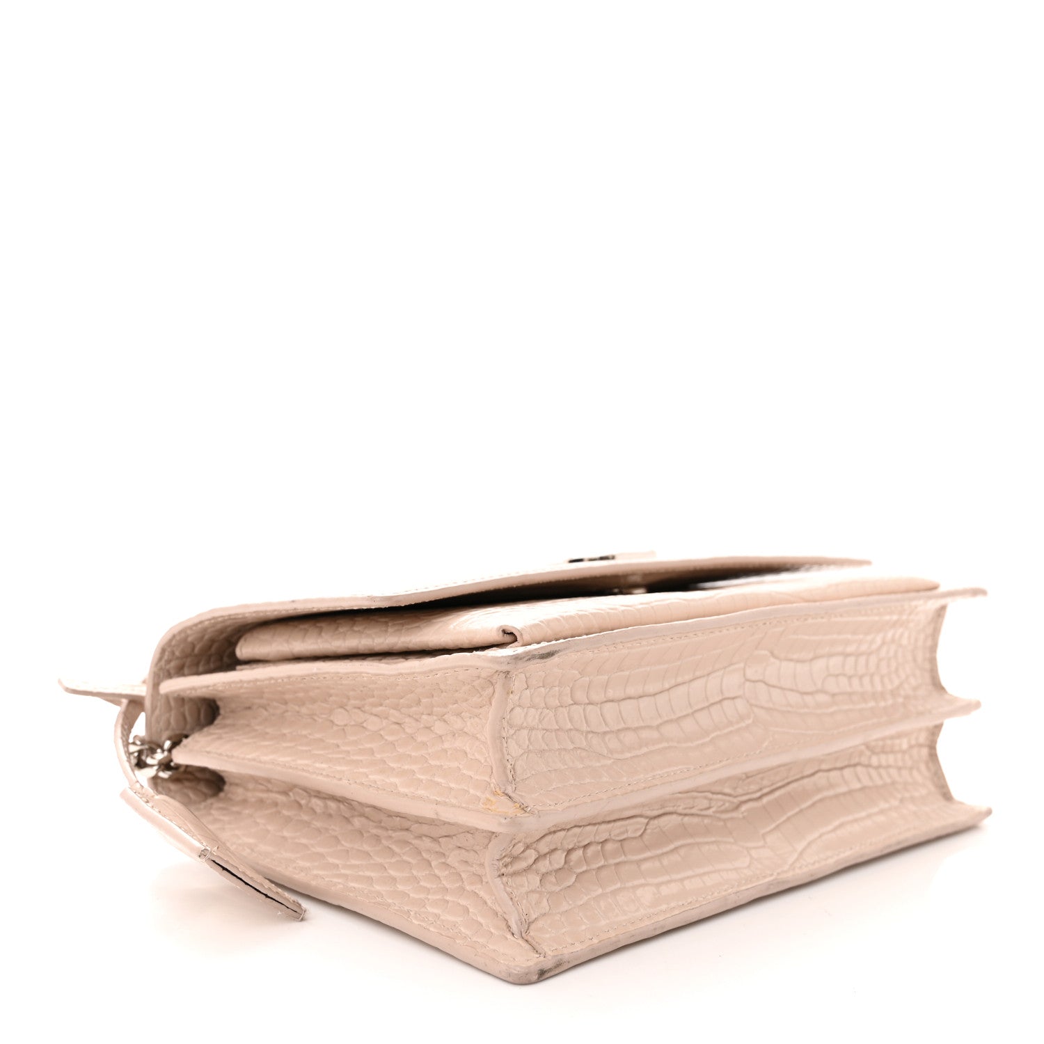 Saint Laurent Calfskin Crocodile Embossed Medium Monogram Sunset Rose Antic 4 of 11