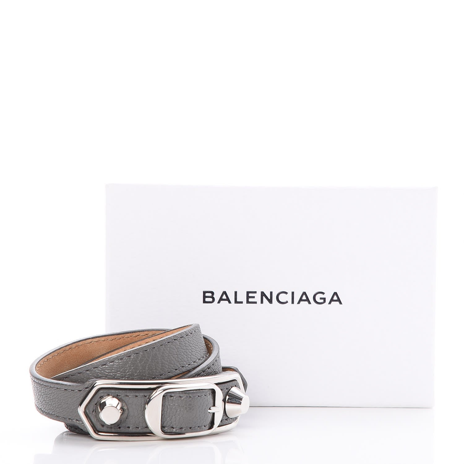 Balenciaga Chevre Hamilton SIlver Metallic Edge Triple Tour M Bracelet Gris Acier 7 of 7