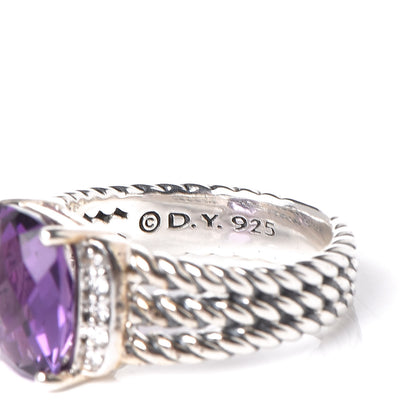 David Yurman Sterling Silver Diamond Amethyst 10mm Petite Wheaton Ring 49 5 5 of 6