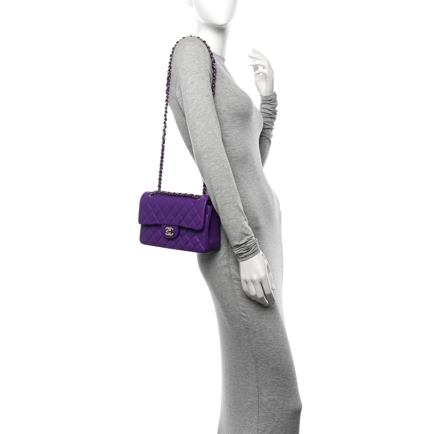 Caviar Quilted Small Double Flap Dark Purple