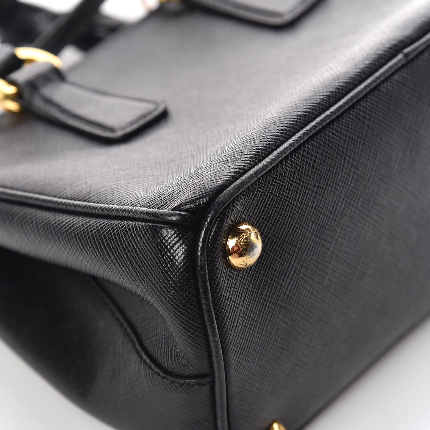 Saffiano Lux Micro Galleria Double Zip Tote Black