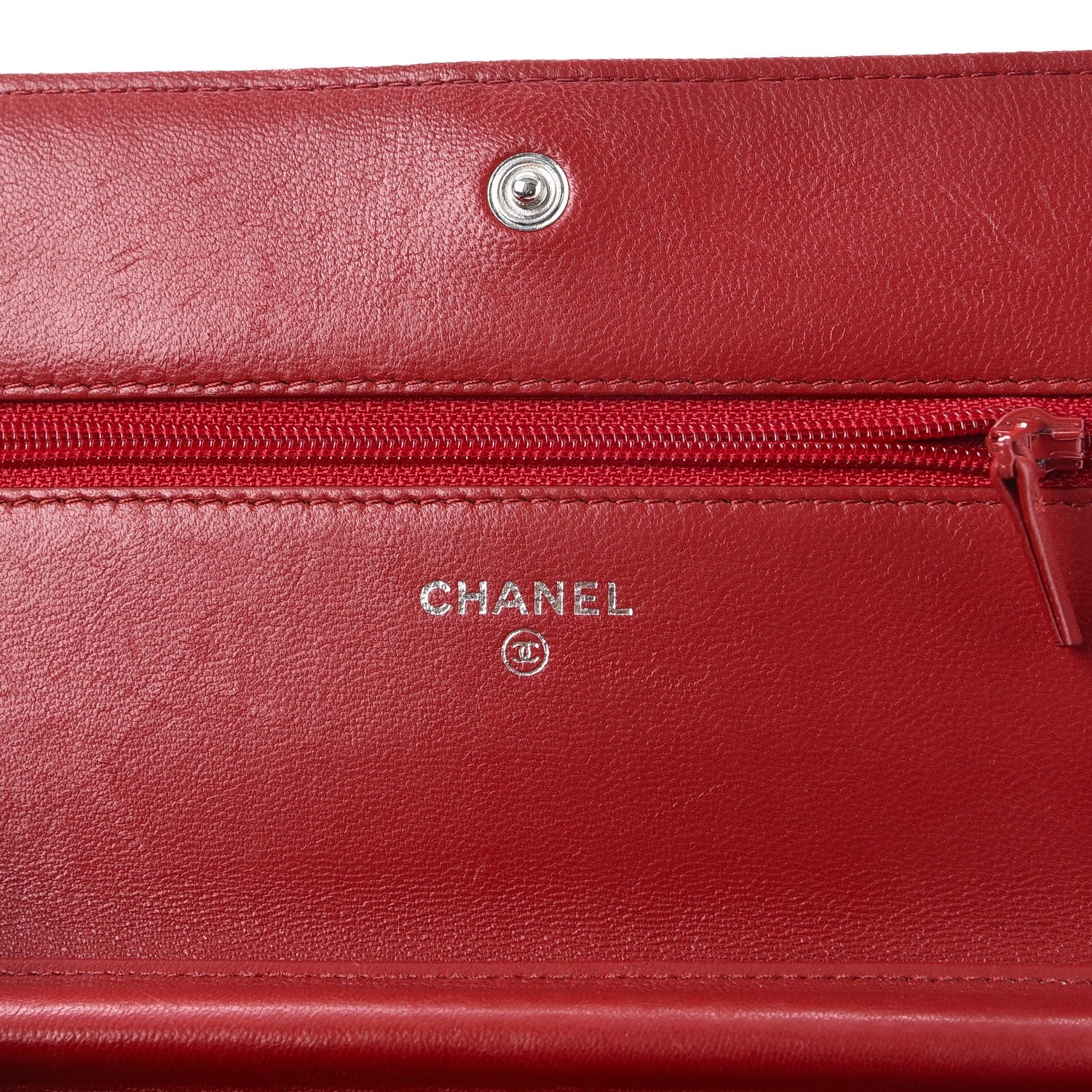 Chanel Lambskin Camellia Embossed Wallet On Chain WOC Dark Red 6 of 14