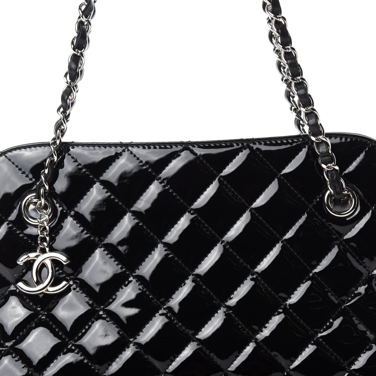 Patent Quilted Just Mademoiselle Bowling Bag Black
